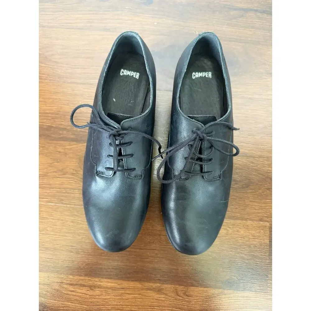 Camper Laika Chunky Platform Oxfords Black Leather Sz 40 (US 9.5) Grunge Punk
